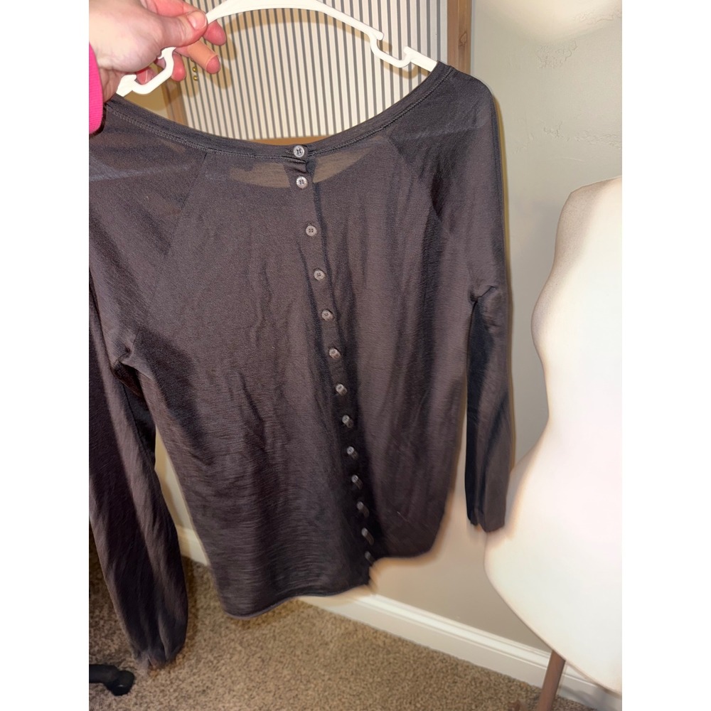 S Max Mara Black Long Sleeve Button Back Top Shirt Womens Size Small - Picture 3 of 6